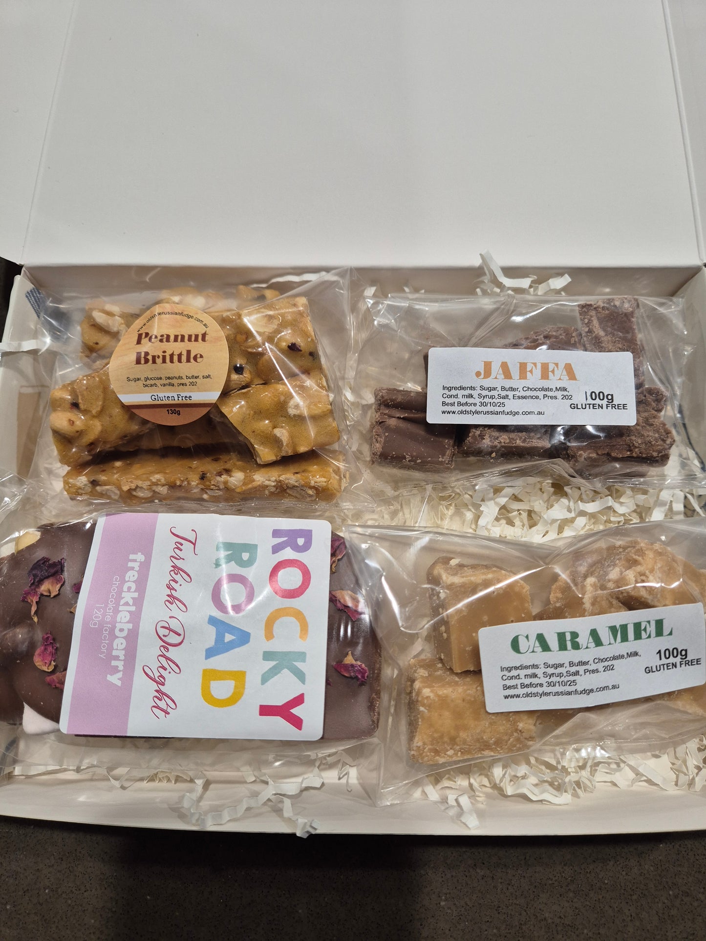 Fathers Day Special Gift Box (Chilli Peanut Brittle, Fudge/Coconut Ice and Rocky Road)